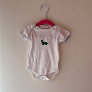 White Bodysuit with Green Crocodile Embroidery